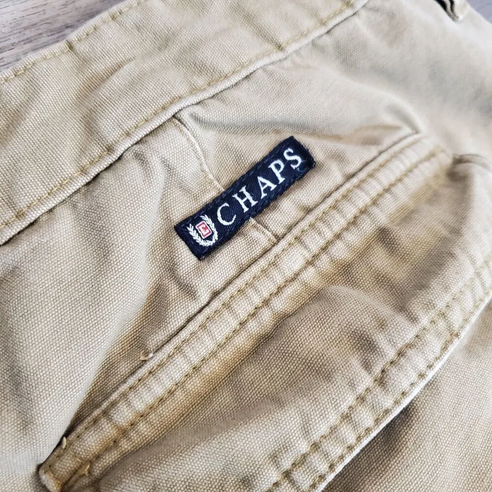 Chaps Polo Ralph Lauren Cargo Shorts Mens Sz 38 Tan Cotton Multi-Pocket Utility